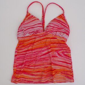 Athleta Women's Tankini Top - size MT, pink/orange